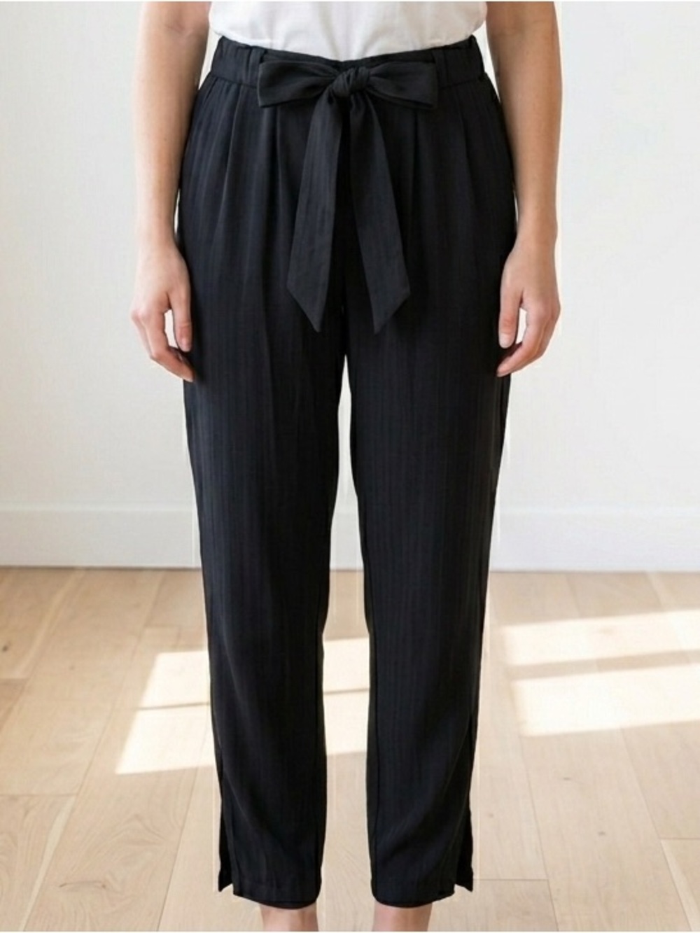 No Boundaries Black High Waist Tie Belt Harem Jogger Pants EUC Sz M Lightweight